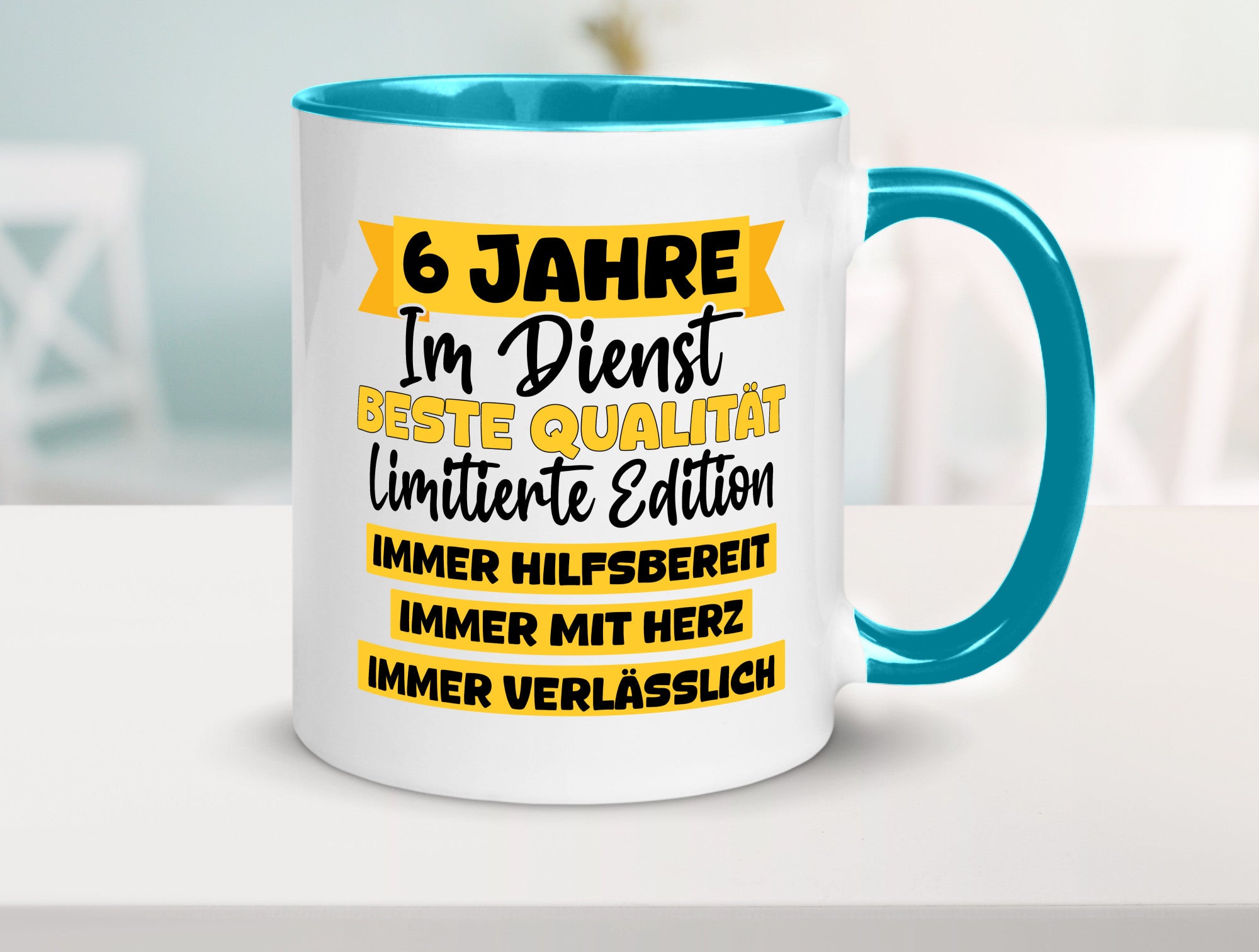 6 Jahre im Dienst | Jubiläum Arbeit v8 Geschenkidee Kollegen Büro Humor Tasse