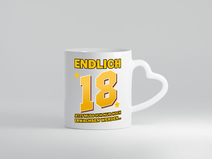 Endlich 18 | Geburtstag Tasse volljährig Erwachsen v2 Geschenkidee Humor