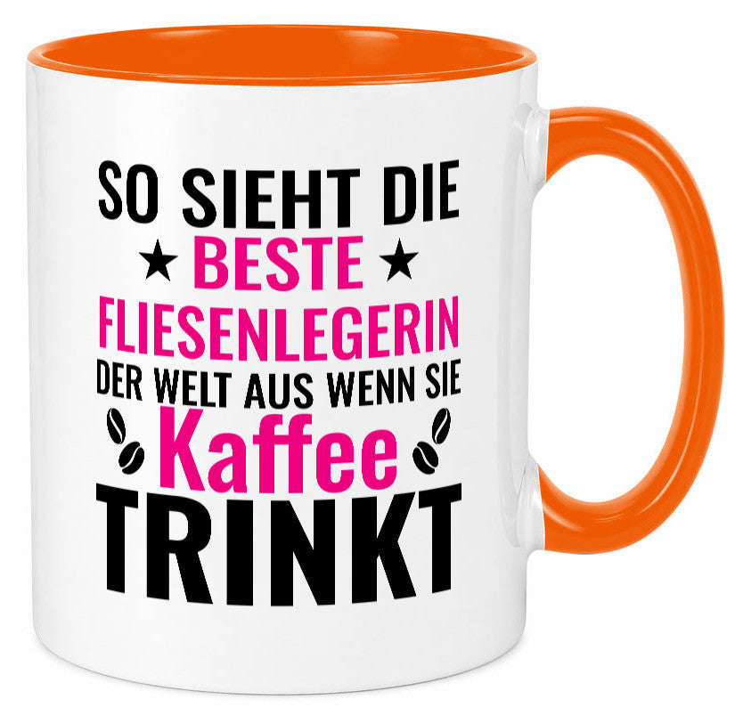 Kaffee trinkt: Fliesenlegerin | Fliesenlegen Bau Humor Geschenkidee Tasse
