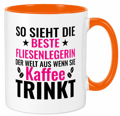 Kaffee trinkt: Fliesenlegerin | Fliesenlegen Bau Humor Geschenkidee Tasse