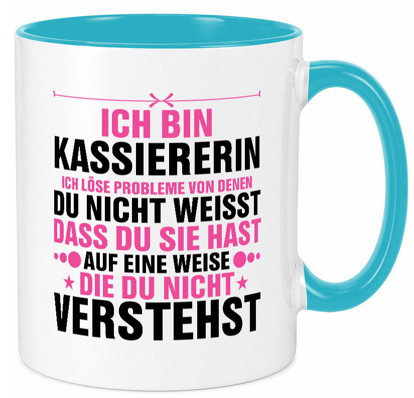 Löse Probleme: Kassiererin v2 lustiger Spruch Geschenk Humor Geschenkidee Tasse