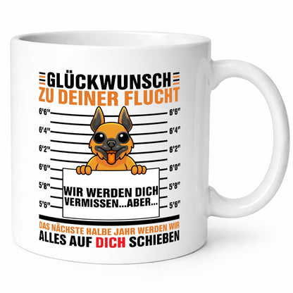 Glückwunsch zu deiner Flucht | Abschiedgeschenk Hund lustiger Spruch Geschenk