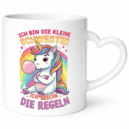 Bin die Kleine schwester ich breche Regeln | Einhorn Humor Geschenkidee Tasse