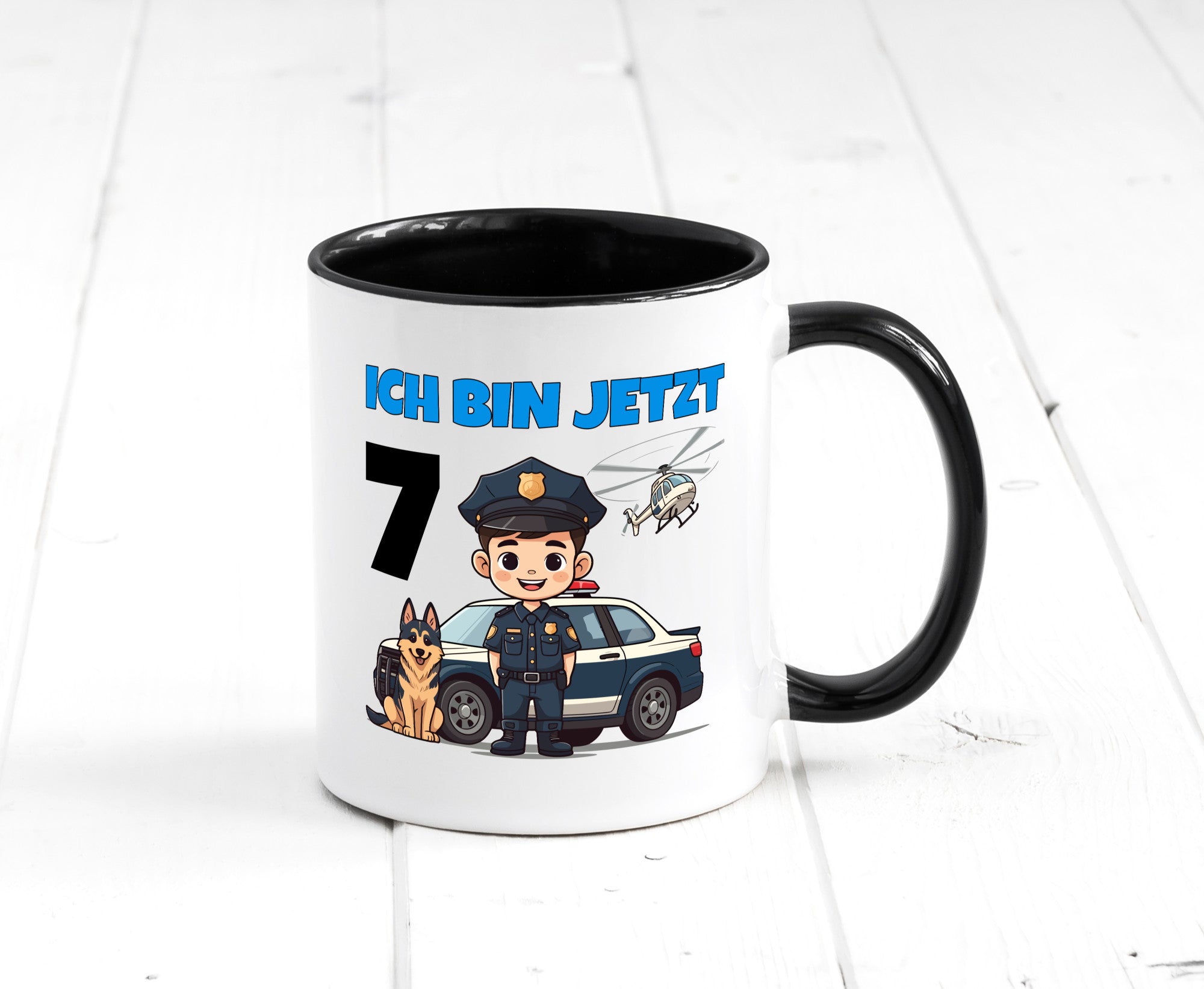 7. Geburtstag | 7 Jahre Polizei Kind Polizeiauto Humor Geschenkidee Tasse