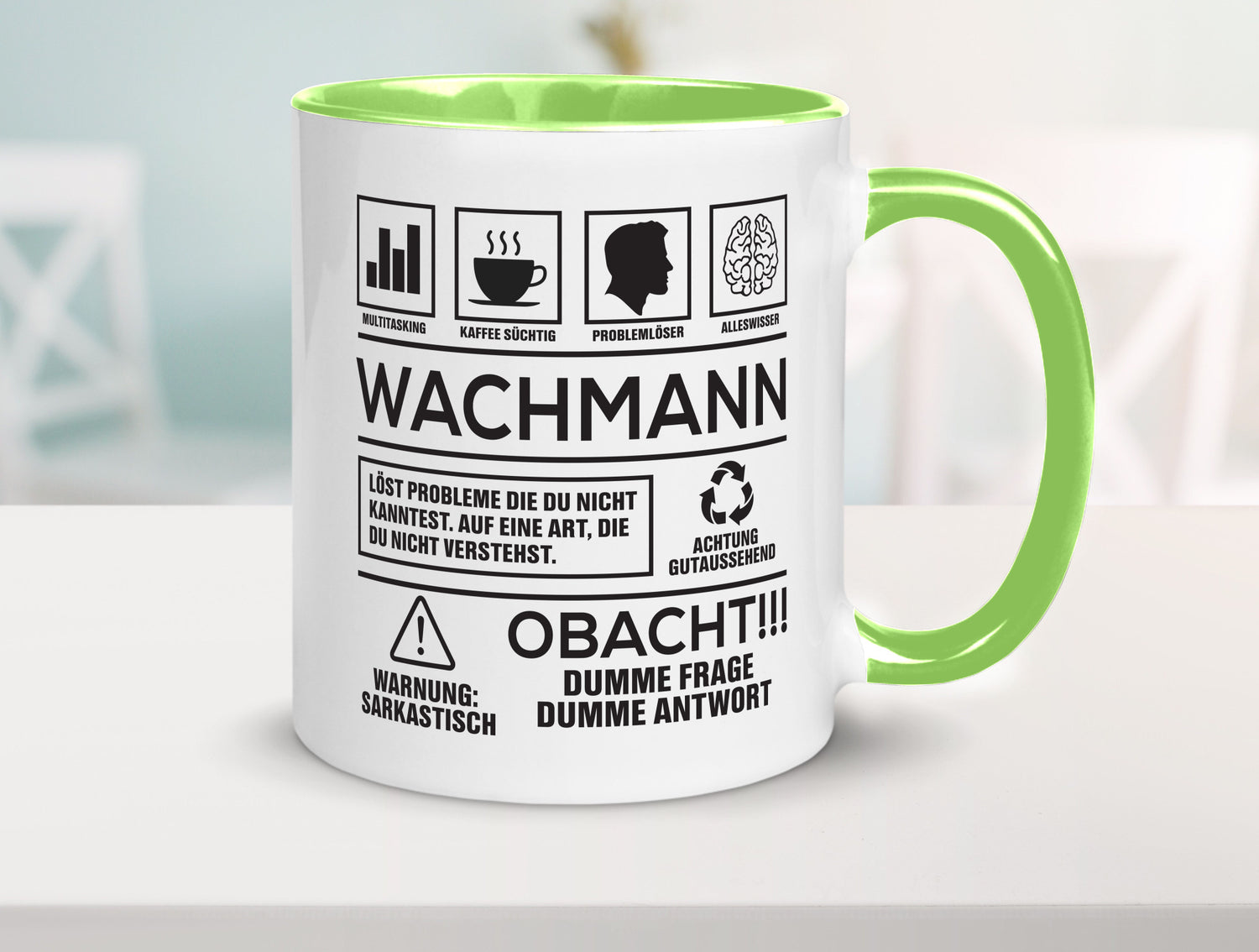Achtung Probleme Wachmann | Wachpersonal Nachtwächter Geschenkidee Humor Tasse