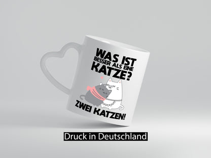Besser als eine Katze, zwei Katzen | Herzchen Geschenkidee Tierliebhaber Humor