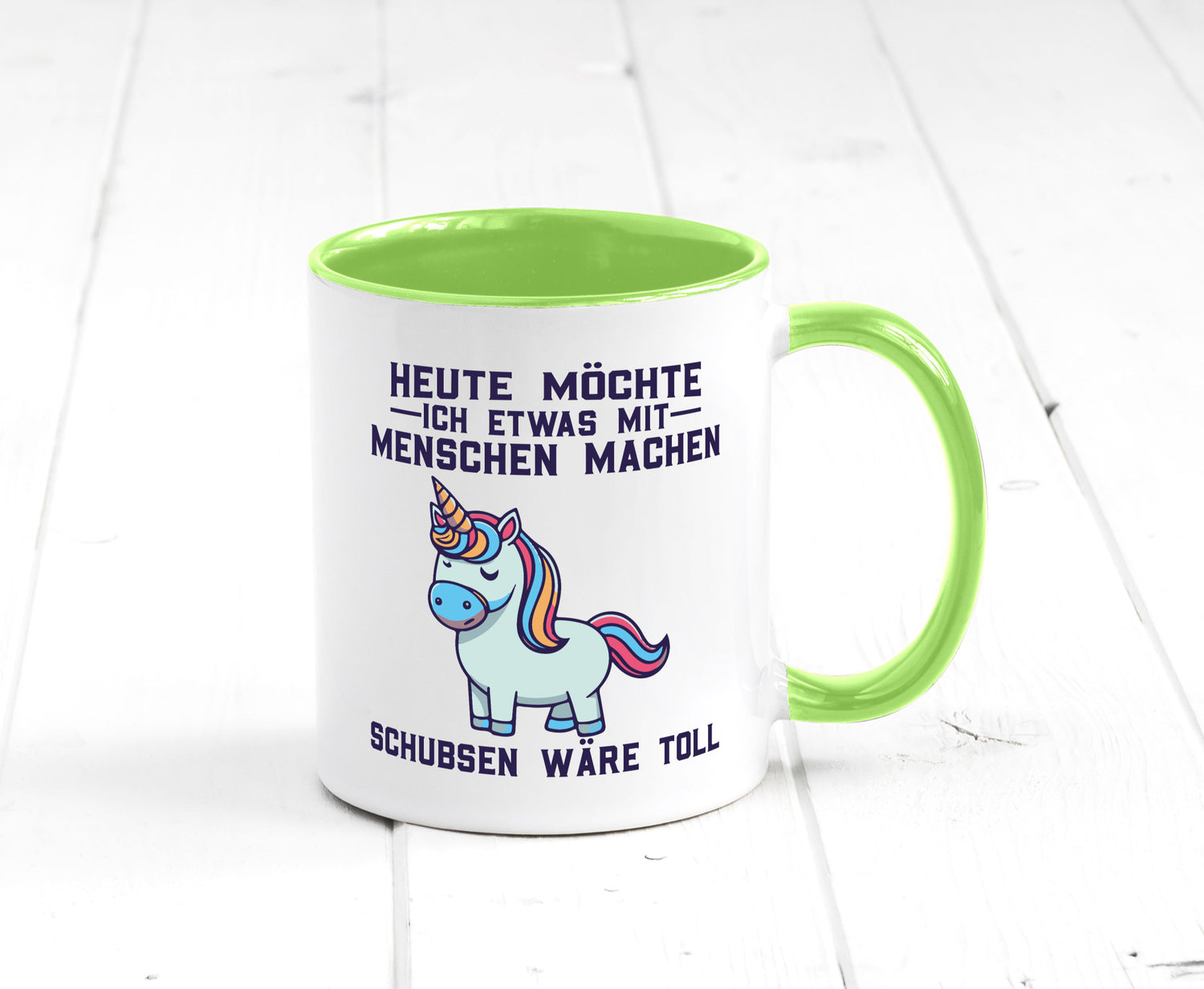 Heute möchte ich Menschen schubsen | Einhorn v2 Geschenk Humor Geschenkidee