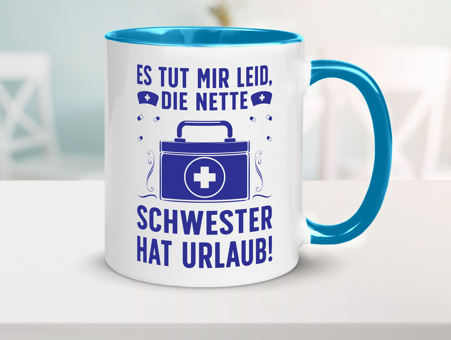 Nette Schwester hat Urlaub | Arztkoffer Tabletten lustiger Spruch Geschenk