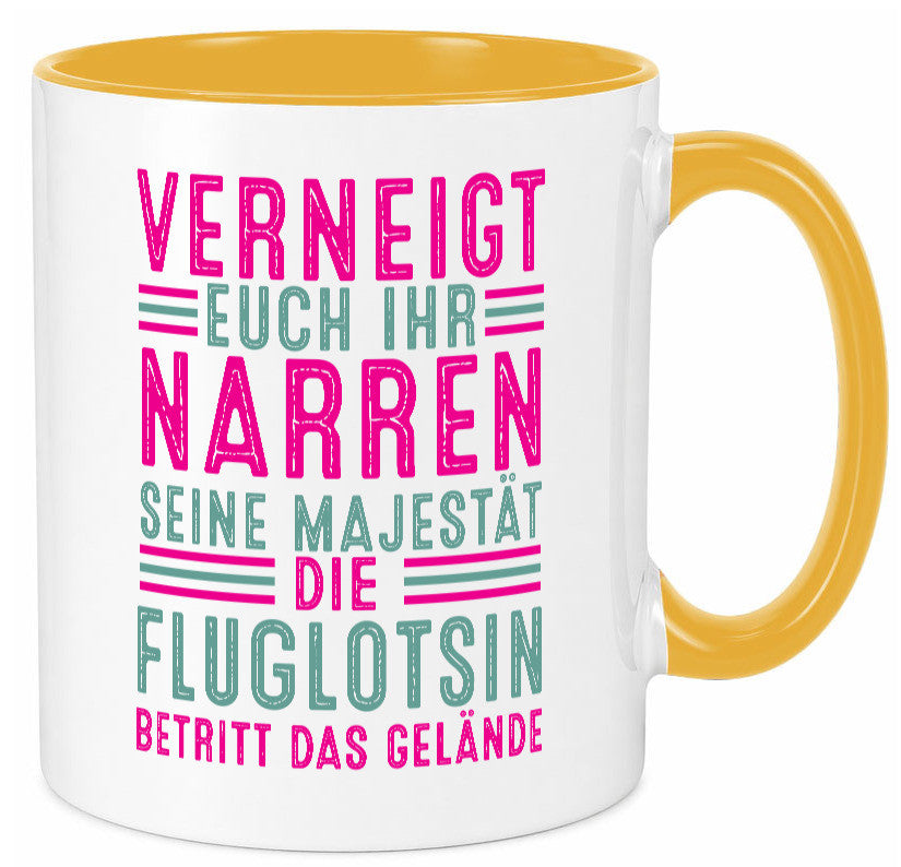 Verneigt euch: Fluglotsin | Flughafen Flugverkehr v2 lustiger Spruch Geschenk Tasse