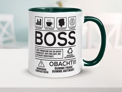 Achtung Probleme Boss | Führungskraft Vorgesetzter lustig Humor Geschenkidee Tasse
