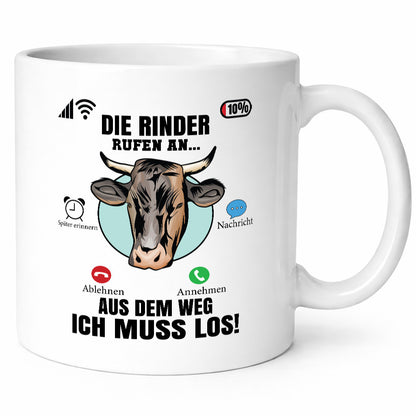 Die Rinder rufen an | Farmer Rind Bauernhof lustiger Spruch Geschenk Humor