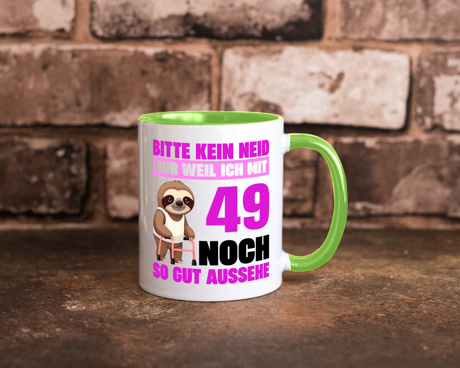 49. Geburtstag | Bitte kein neid Faultier 49 Jahre Humor Geschenkidee Tasse