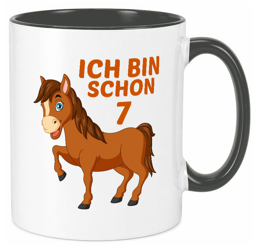 7. Geburtstag | Ich bin schon 7 Pferde Pony Humor Geschenkidee Tasse