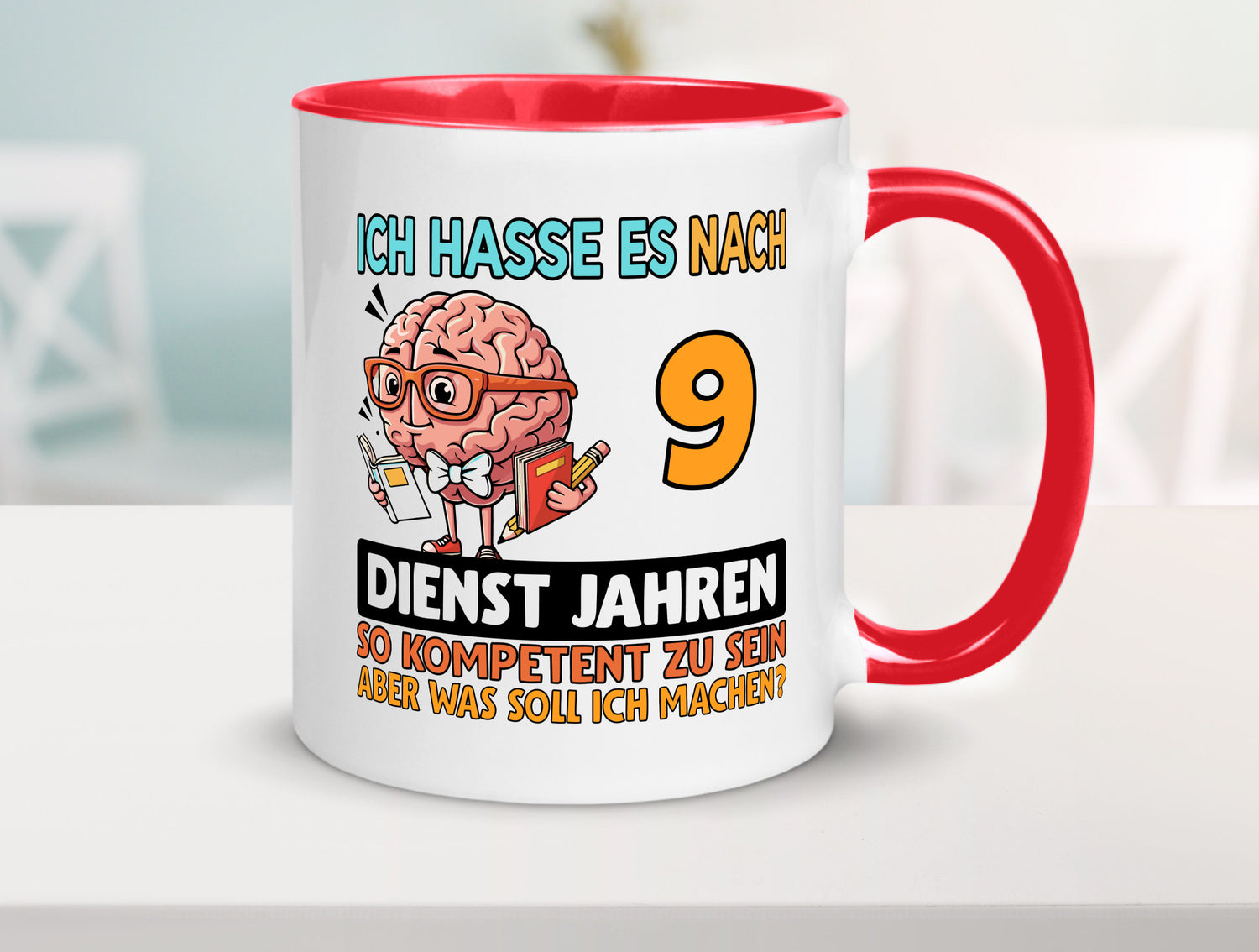9 Dienstjahre | Arbeit Kompetent Humor Kollegen Büro Geschenkidee Tasse