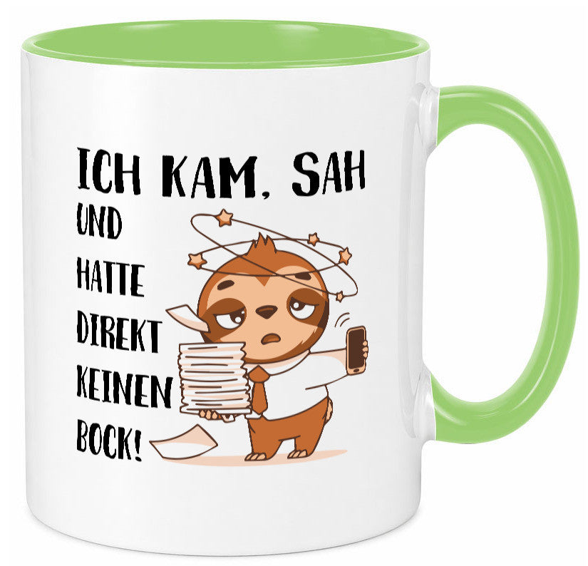 Ich habe keinen Bock | Faultier Kam, sah und kein Geschenkidee Tierliebhaber Tasse