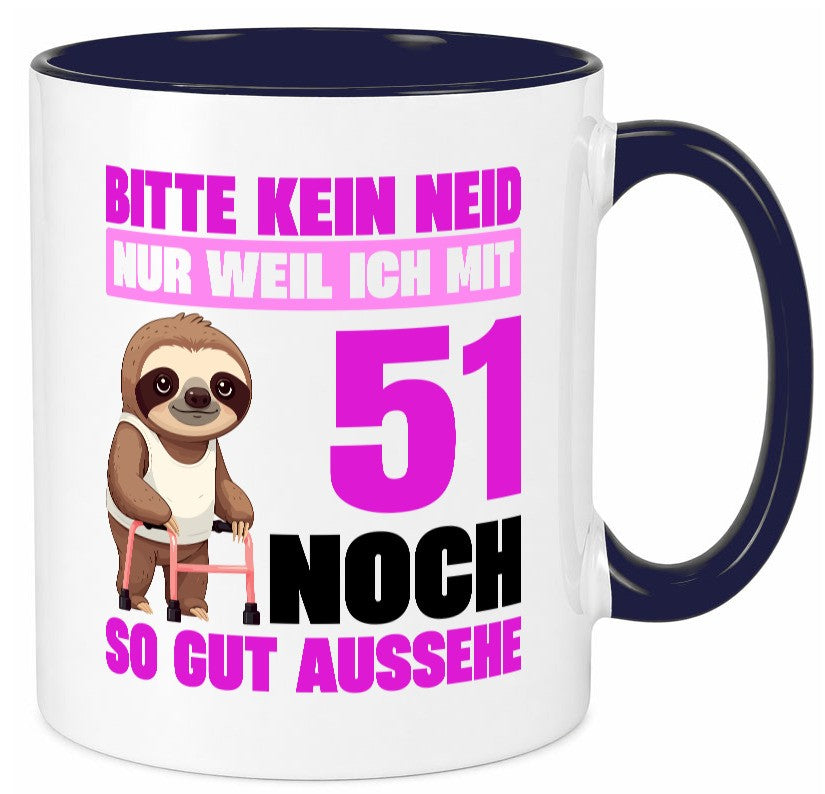 51. Geburtstag | Bitte kein neid Faultier 51 Jahre lustig Geschenkidee Geschenk Tasse