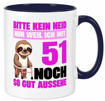 51. Geburtstag | Bitte kein neid Faultier 51 Jahre lustig Geschenkidee Geschenk Tasse