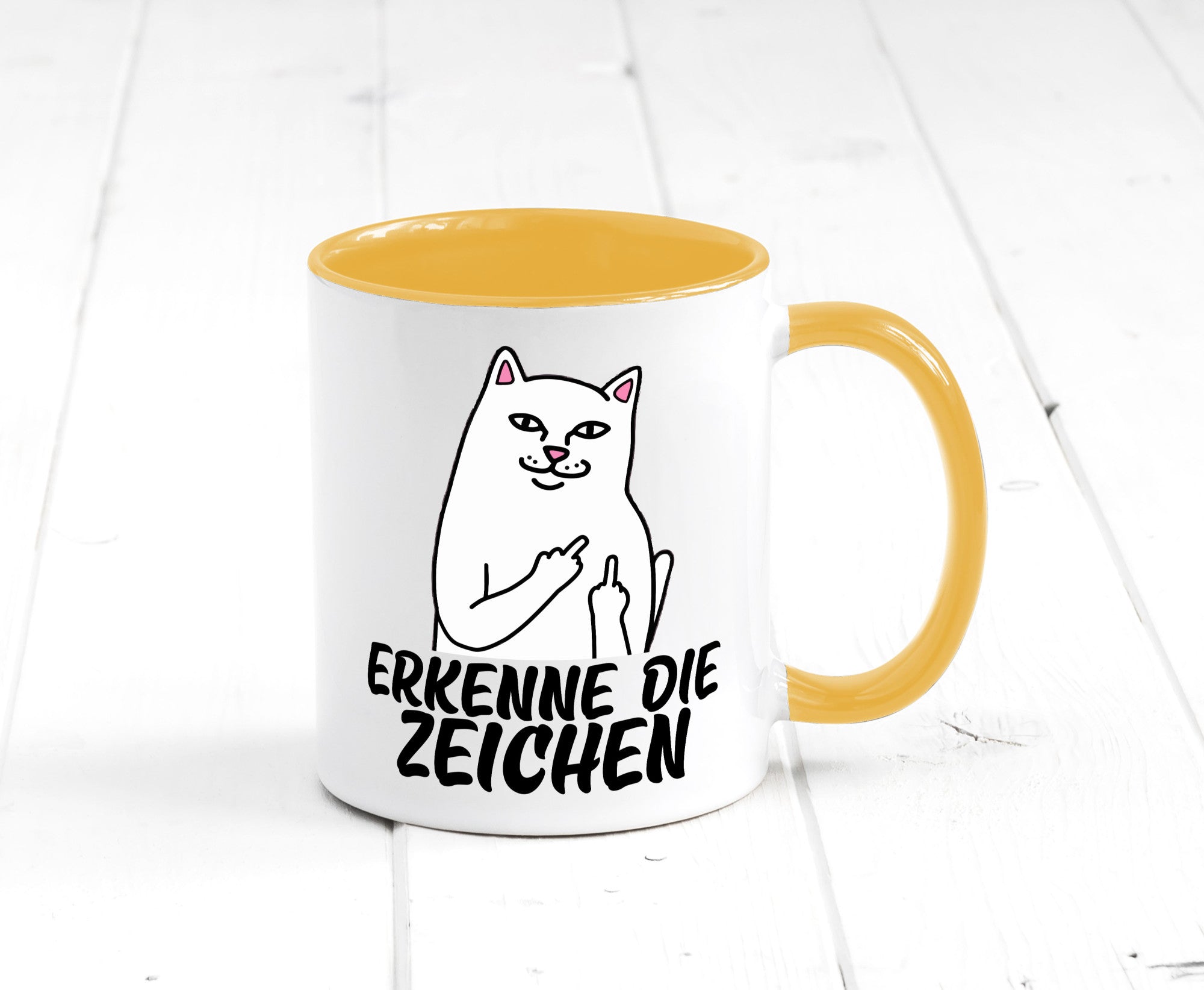 Erkenne die Zeichen | Katze Schatten Mittelfinger Geschenk Tierliebhaber Humor