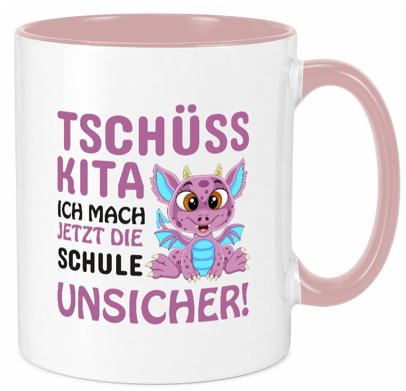 Tschüss Kita | Einschulung süßer Drachen Schulstart lustiger Spruch Geschenk Tasse