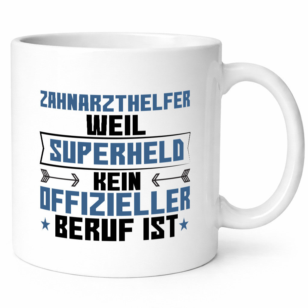 Superheld Zahnarzthelfer | Zahnmedizin Geschenkidee Humor Tasse