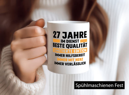 27 Jahre im Dienst | Jubiläum Arbeit v2 lustig Kollegen Büro Geschenk Tasse