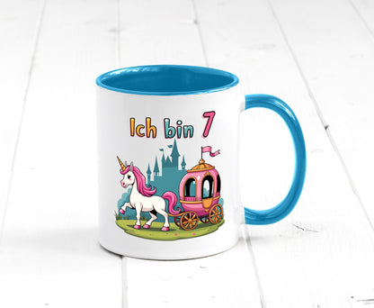 7. Geburtstag | Prinzessin in Kutsche Einhorn lustiger Spruch Geschenk