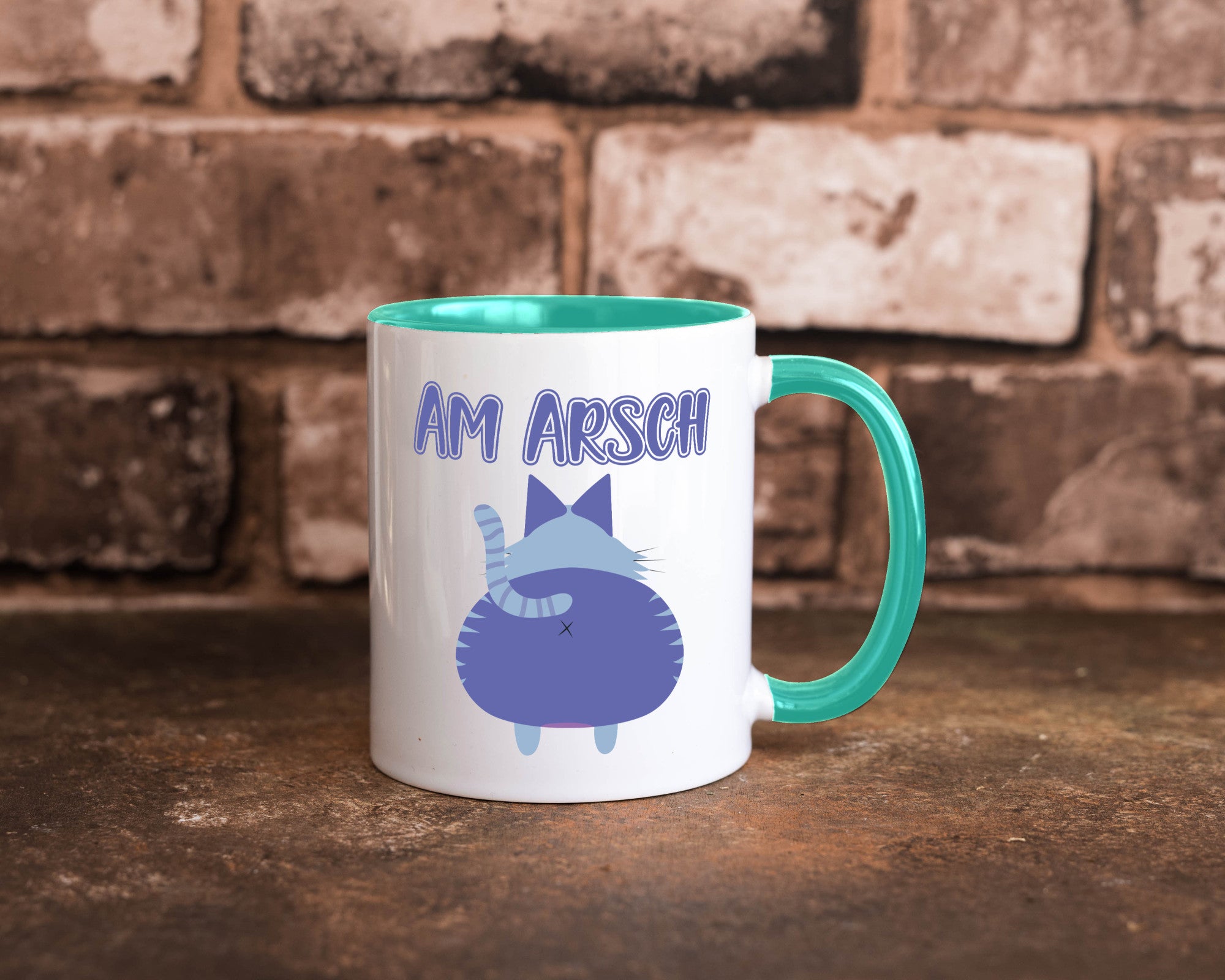 Am Arsch | Katzenmotiv Tasse Kollege Katzenbesitzer Geschenkidee Arbeit