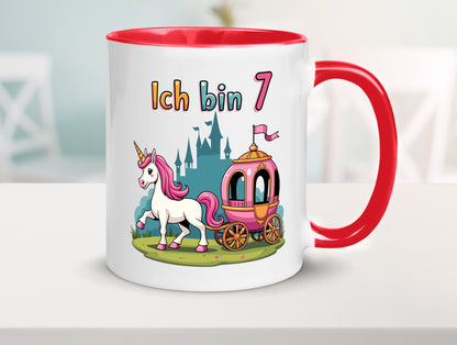 7. Geburtstag | Prinzessin in Kutsche Einhorn lustiger Spruch Geschenk