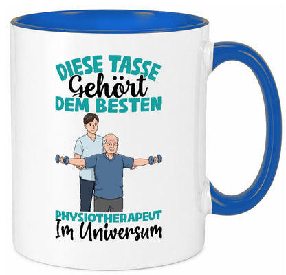 Im Universum: Physiotherapeut Geschenkidee Humor Tasse