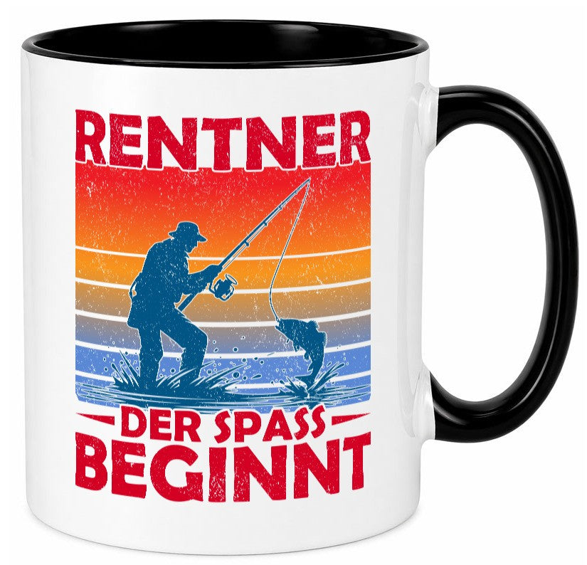 Rentner der spaß beginnt | Ruhestand Angler Angeln lustig Jubiläum Geschenk Tasse