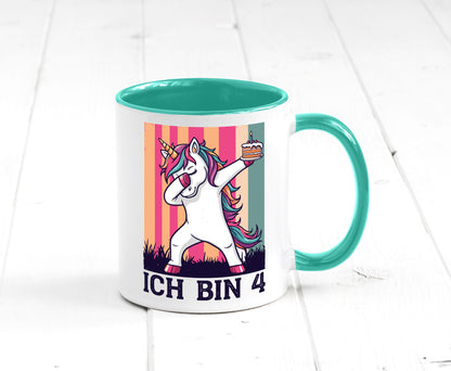 4 Geburtstag | Einhorn Damping Mädchen lustig Geschenkidee Geschenk Tasse