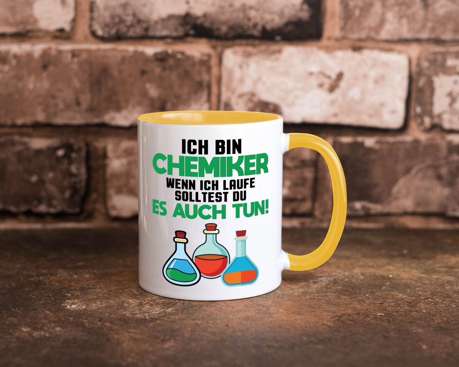 Ich bin chemiker wnen laufe solltest du es auch tun Humor Geschenkidee Tasse
