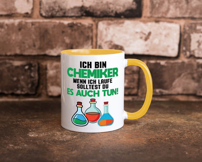 Ich bin chemiker wnen laufe solltest du es auch tun Humor Geschenkidee Tasse