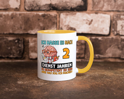 2 Dienstjahre | Arbeit Kompetent lustig Kollegen Büro Geschenk Tasse