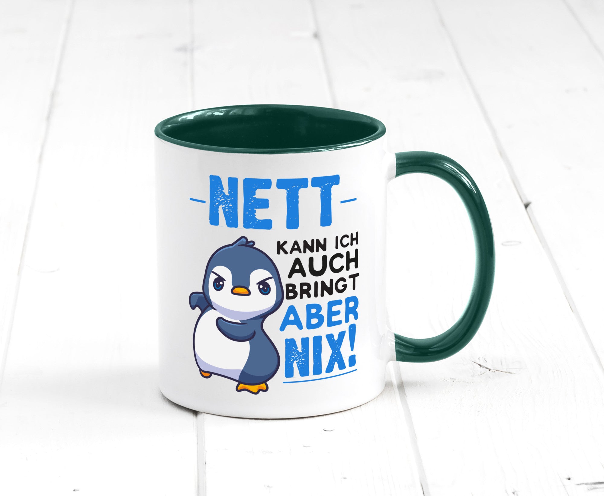 Nett kann ich auch | lustige Spruchtasse Pinguin Geschenk Humor Geschenkidee