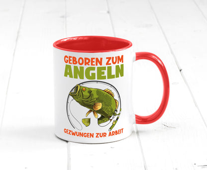 Geboren zum Angeln | Angler Tasse Fischer Spruch Humor Geschenkidee