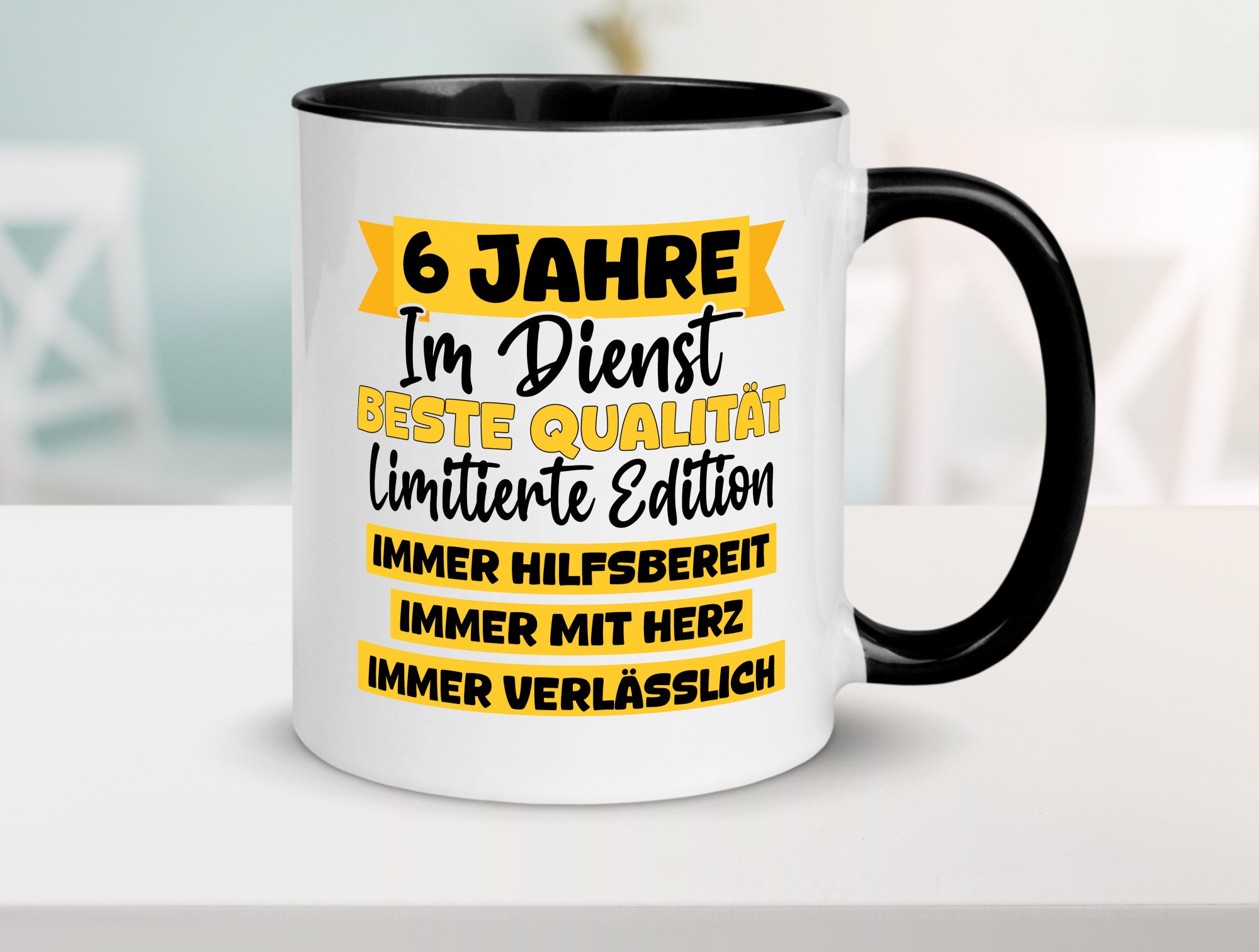 6 Jahre im Dienst | Jubiläum Arbeit v8 Geschenkidee Kollegen Büro Humor Tasse