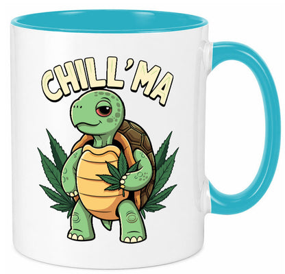 Chill ma | Cannabis Schildkröte v2 Geschenk Humor Geschenkidee lustiger Spruch Tasse