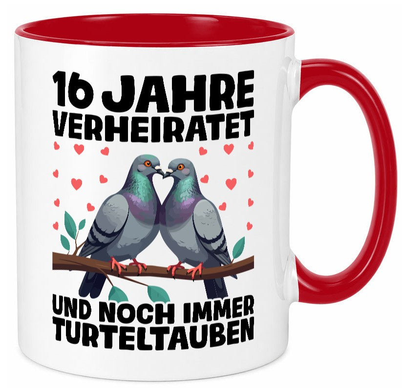 16 Jahre verheiratet | Turteltauben Ehe Ehepaar Geschenk Humor Geschenkidee Tasse