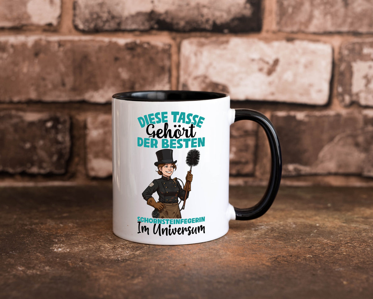 Im Universum: Schornsteinfegerin | Kaminkehrer lustiger Spruch Geschenk Humor Tasse