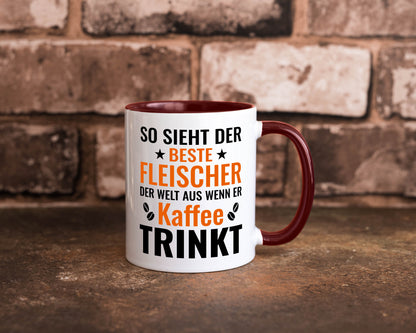 Kaffee trinkt: Fleischer | Schlachterei Humor Geschenkidee Tasse