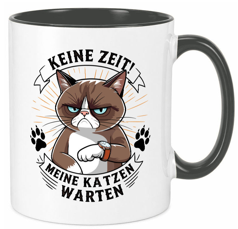 Keine Zeit meine Katzen Warten | Schwarze Katze Geschenkidee Tierliebhaber