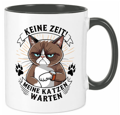 Keine Zeit meine Katzen Warten | Schwarze Katze Geschenkidee Tierliebhaber