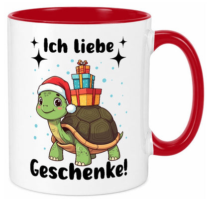 Ich liebe Geschenke | Weihnachtsschildkröte Geschenk Humor Geschenkidee Tasse