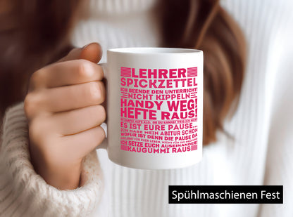 Lehrer Spickzettel | Beruf Tasse lustiger Spruch vl3 Humor Arbeit Kollegen Büro