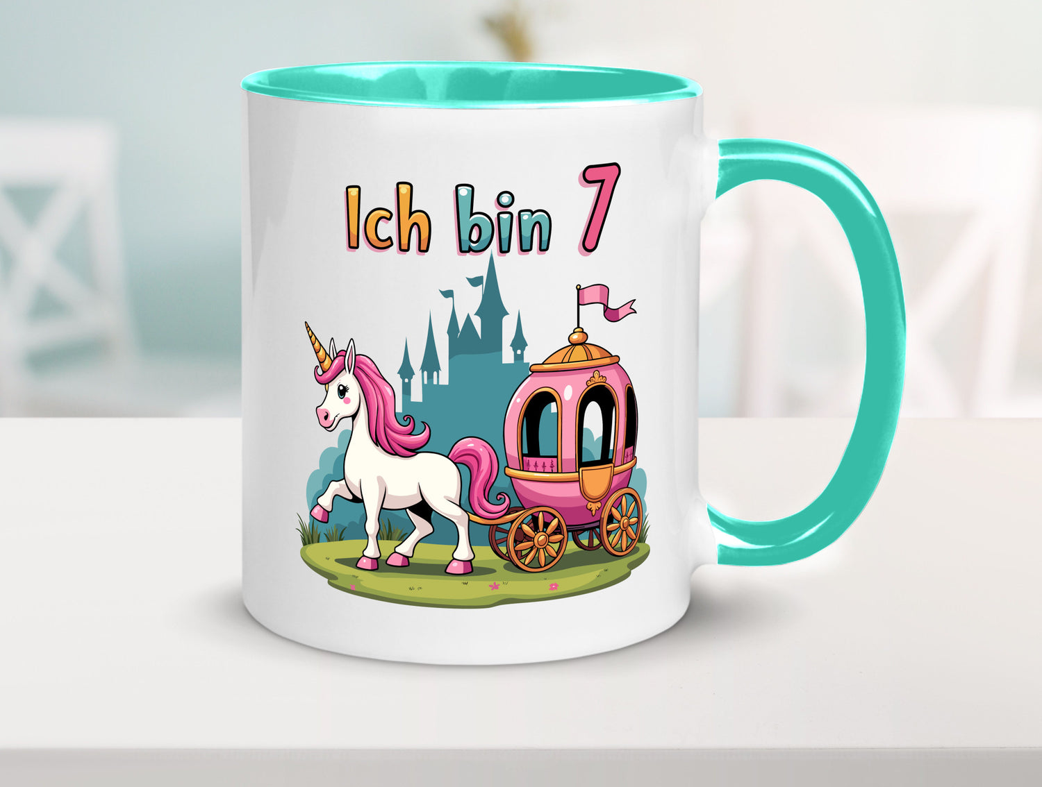 7. Geburtstag | Prinzessin in Kutsche Einhorn lustiger Spruch Geschenk