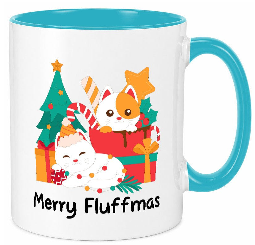 Merry Fluffmas | Weihnachten Katzen weihnachtskatzen lustiger Spruch Geschenk Tasse