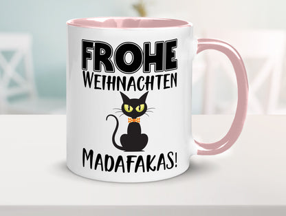 Frohe Weihnachten Madafakas! | Katze Tasse Vintage lustiger Spruch Geschenk