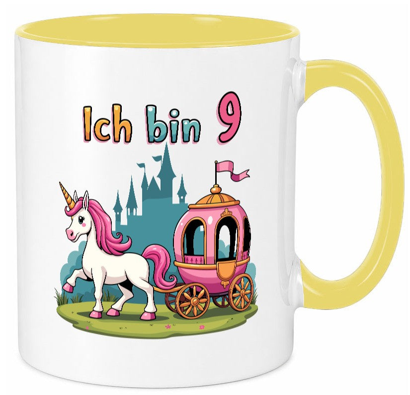 9. Geburtstag | Prinzessin in Kutsche Einhorn Geschenkidee Humor Tasse