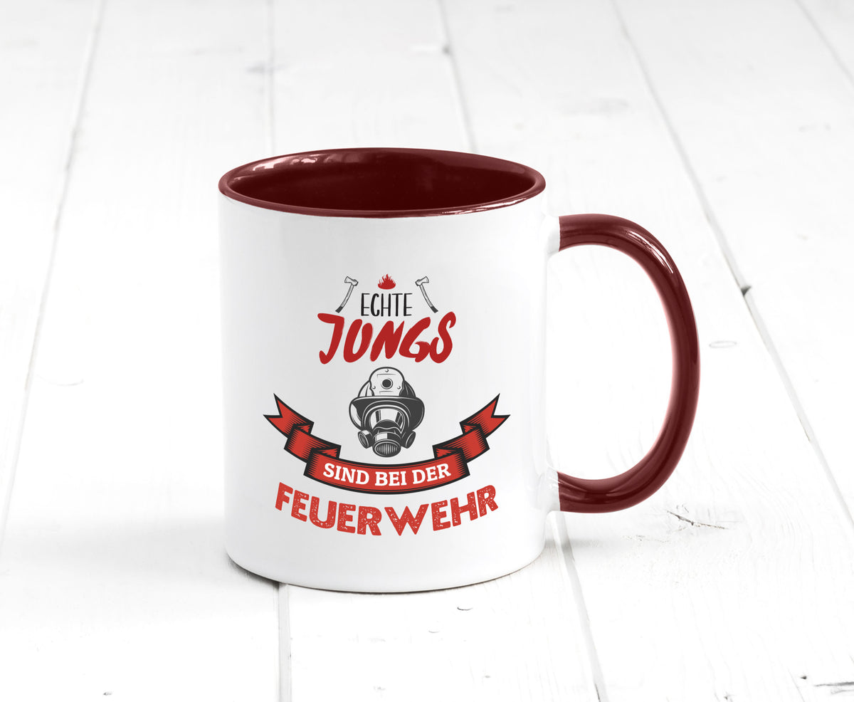 Echte Jungs sind bei der Feuerwehr | Feuerwehrmann lustiger Spruch Geschenk Tasse